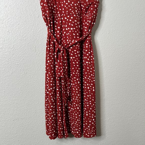 41 Hawthorn Dress Kassidy Faux Wrap V-Neck Burnt Orange Dot Large Jersey Knit - Picture 3 of 9
